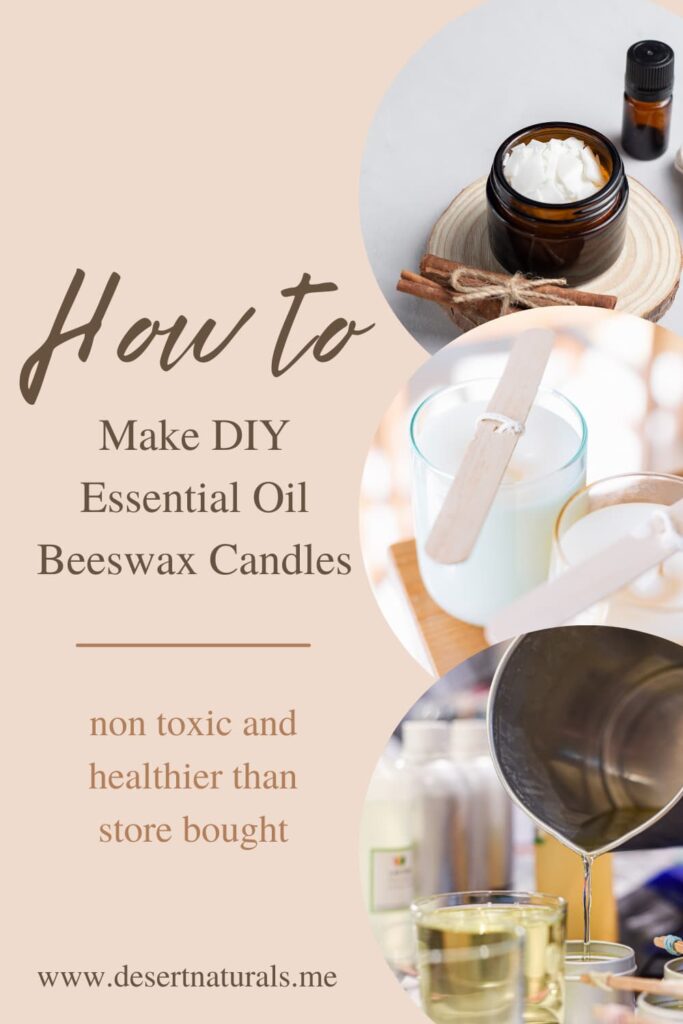 diy beeswax candle with essential oils pin