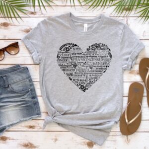 mockup of tshirt with essential oil word art in a heart shape