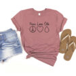 peace love oils essential oil shirt in mauve flatlay