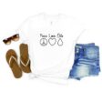 peace love oils shirt flatlay mockup with shorts and flipflops