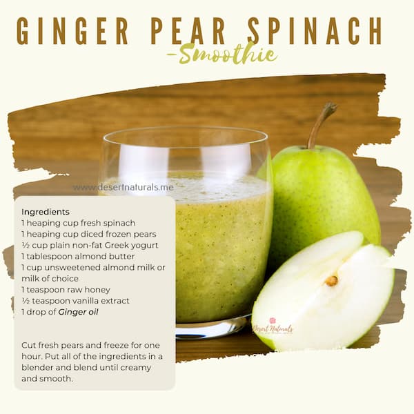 ginger pear spinach essential oil smoothie