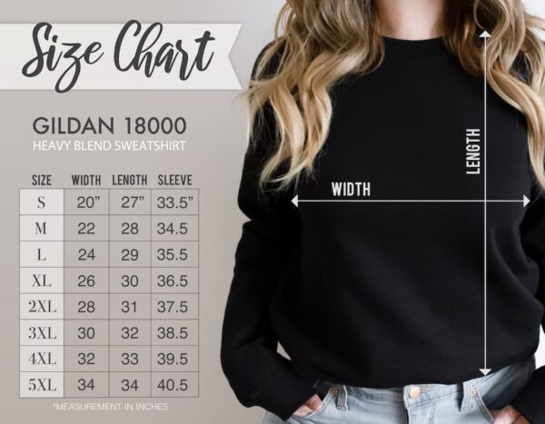 size chart for gildan sweatshirt