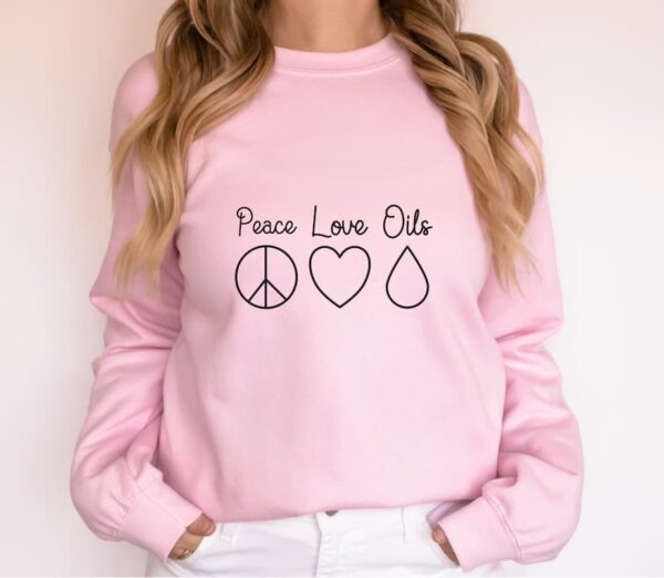 peace love oils essential oils sweathsirt mockup pink