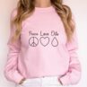 peace love oils essential oils sweathsirt mockup pink