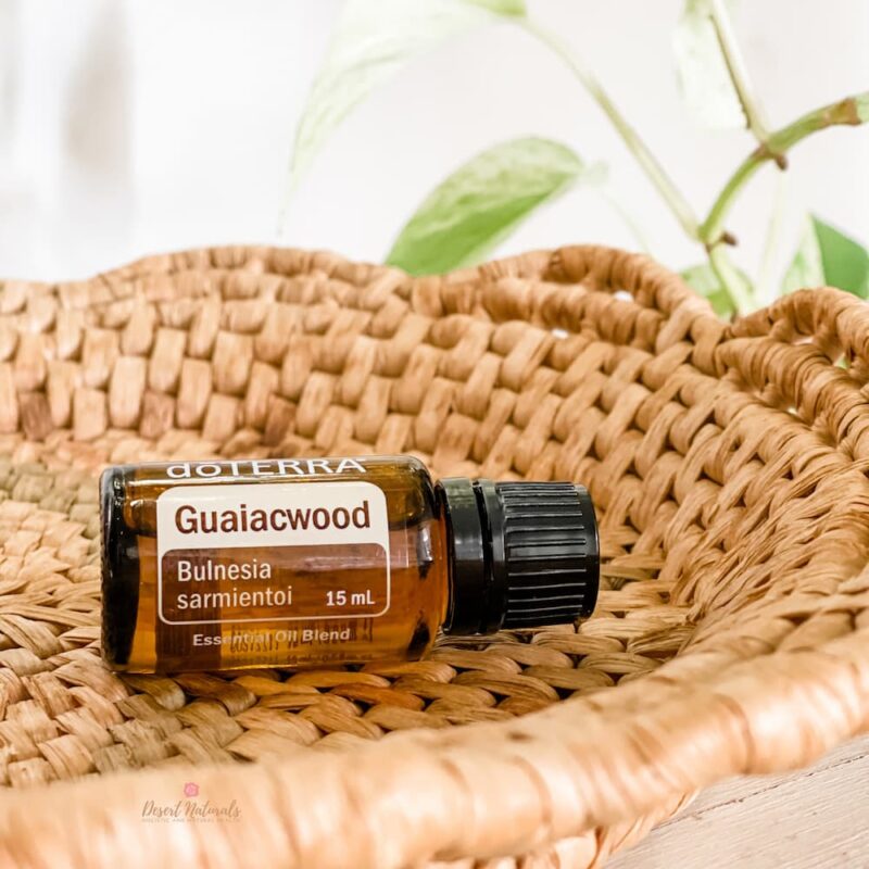 doterra guaiacwood 15ml image of doterra guaiacwood essential oil bottle on a basket