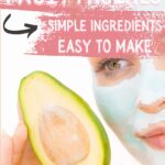 woman with face mask and holding avocado
