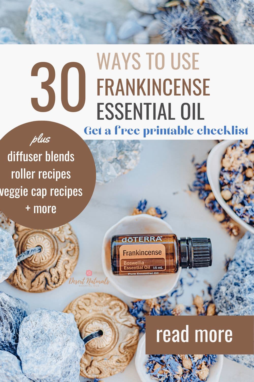 image of doTERRA Frankincense essential oil plus text 30 ways to use frankincense essential oil