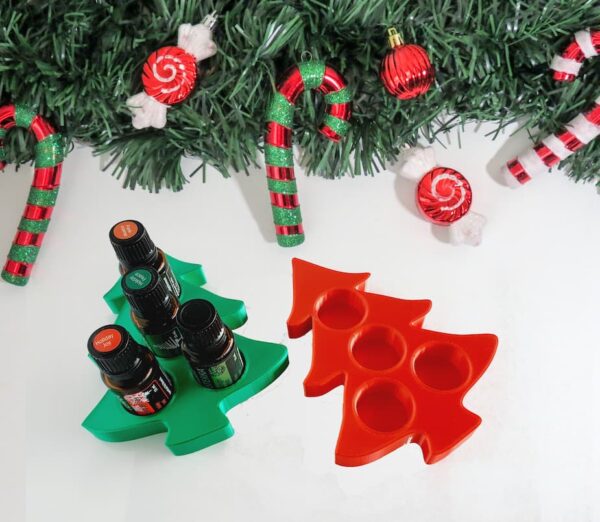 image of Christmas garland and red and green Christmas tree essential oil holder for the holidays