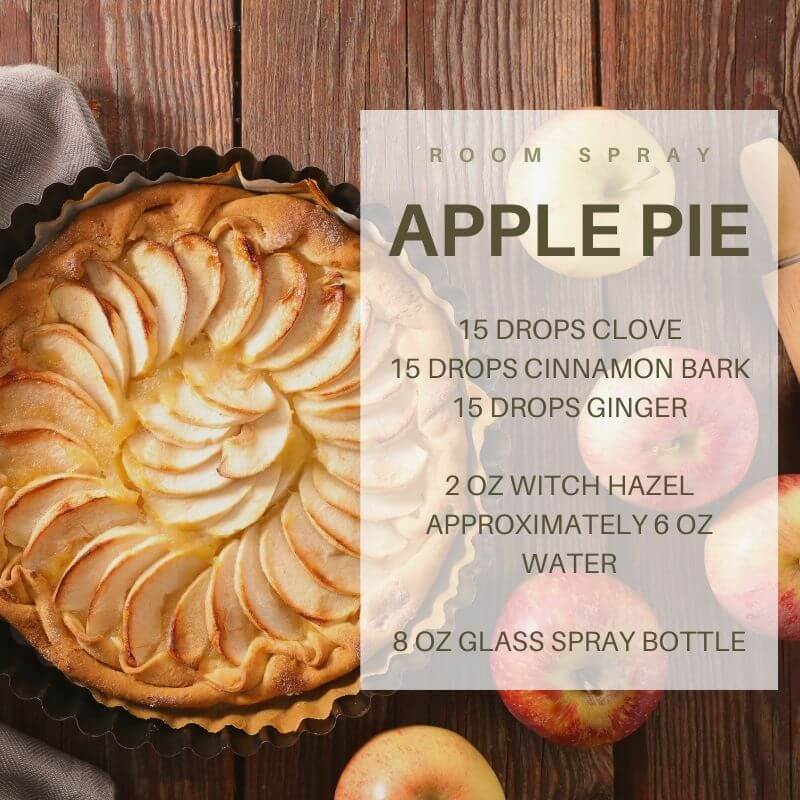 Thanksgiving essential oil room spray recipe for Apple Pie