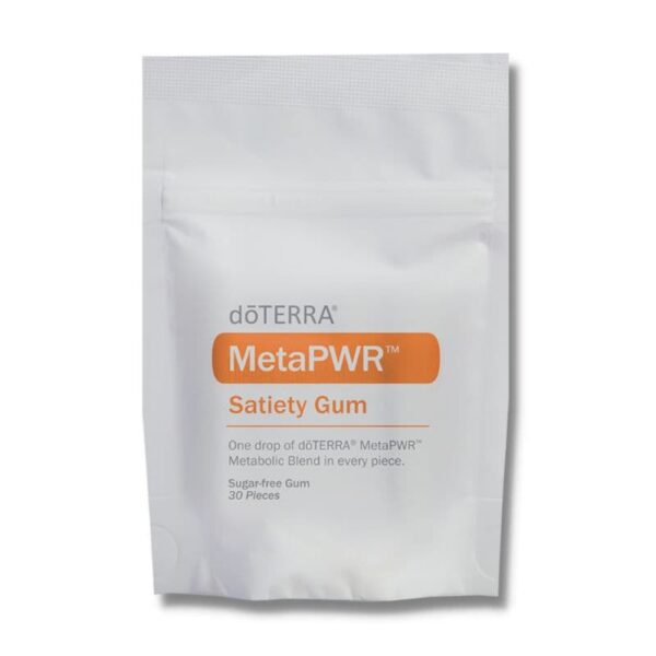 white background with image of package of doTERRA MetaPWR Gum