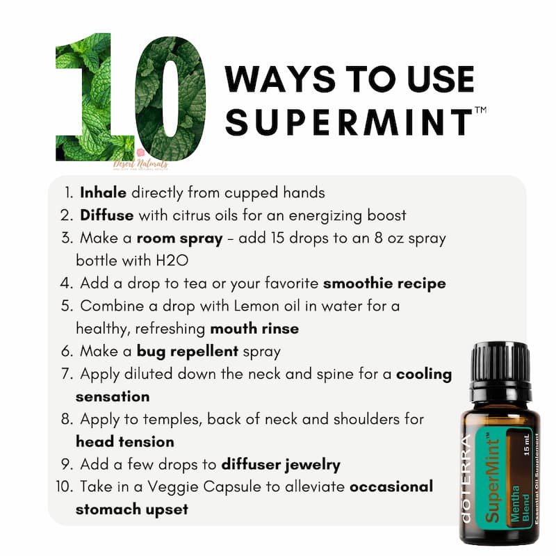 a list of 10 ways to use doTERRA Supermint