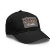 Black baseball hat with essential oil bottles on grey patch