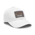 white baseball hat with essential oil bottles on grey patch