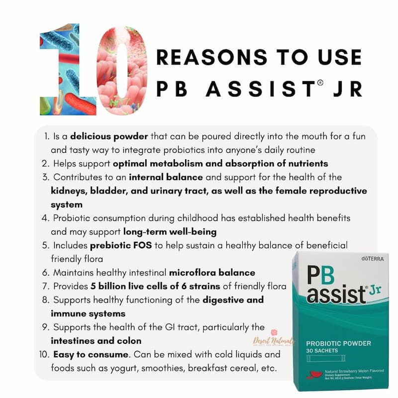 a list of 10 benefits of doTERRA PB Assist Jr kids probiotic