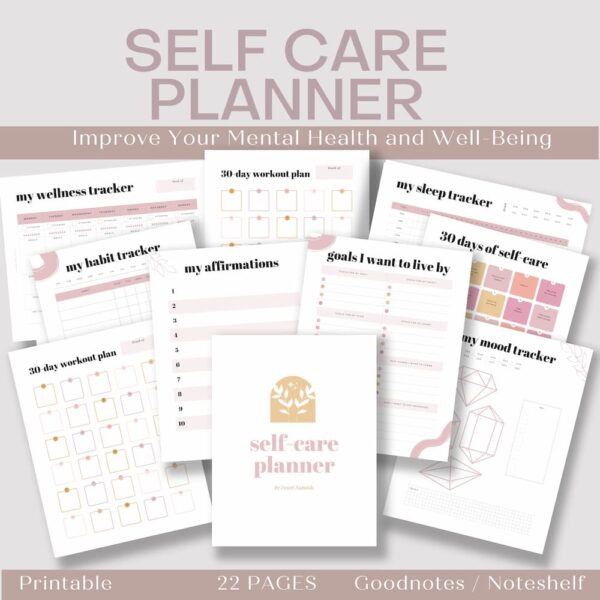 printable pages from the Self Care Planner download