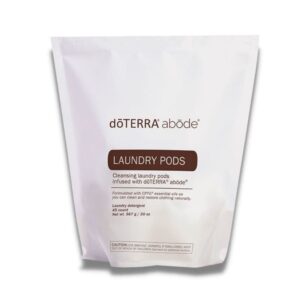 white background with image of doterra abode laundry pods