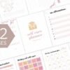 mockup of the self care printable planner with 22 pages