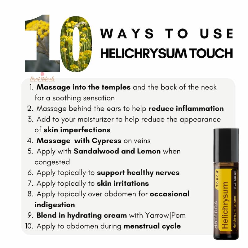 a list of 10 ways to use doTERRA Helichrysum touch roller
