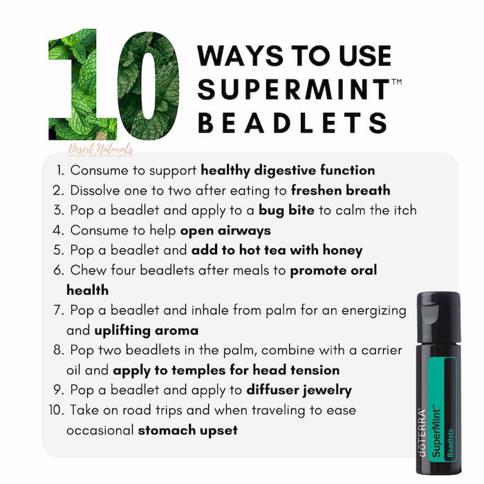 a list of 10 ways to use doterra supermint beadlets