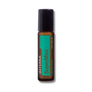 white background with image of doterra supermint touch roller