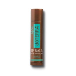 white background with image of doterra lip balm herbal formula