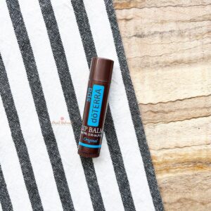 original formula doterra lip balm on striped towel