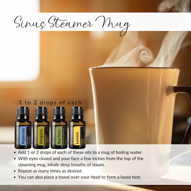 sinus steamer mug recipe with doterra essential oils