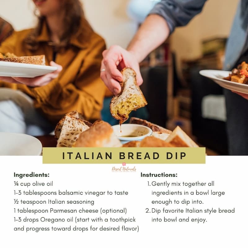 Italian bread dip recipe with oregano essential oil