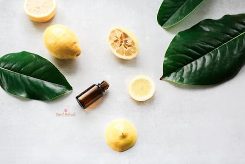 lemon essential oil on Brushed Concrete