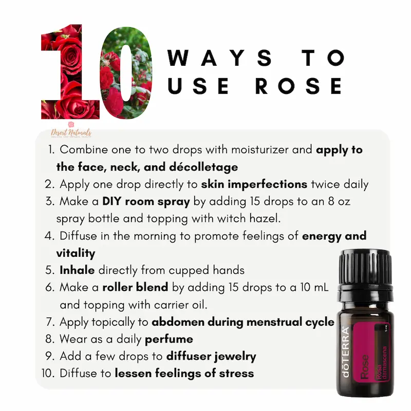 a list of 10 ways to use doTERRA Rose Essential Oil
