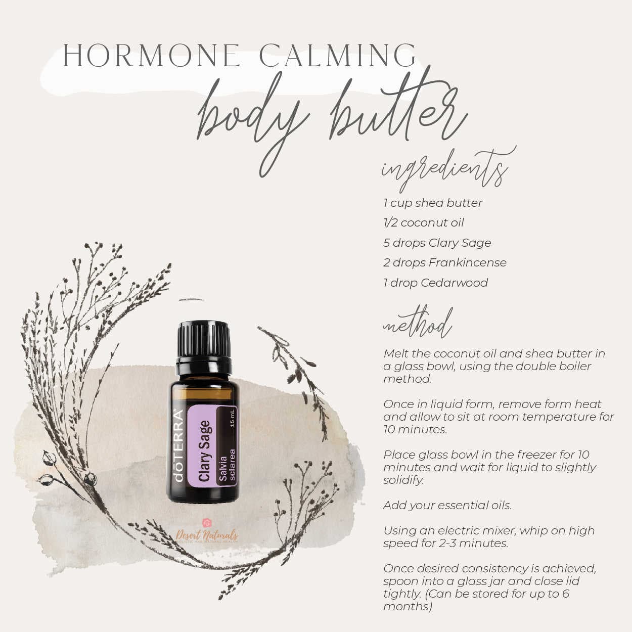 DIY Recipe for Hormone Balancing Body Butter Featuring Clary Sage essential oil