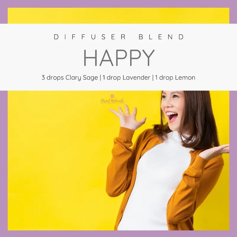happy diffuser blend with clary sage essential oil