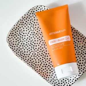 tube of doTERRA Sun Screen lotion on tray