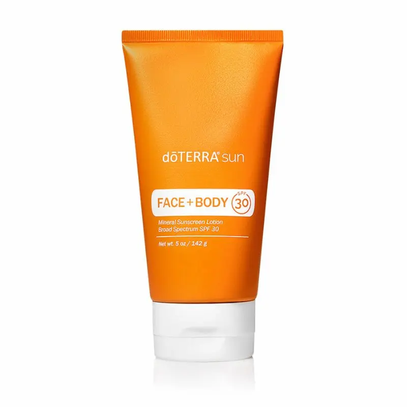 tube of doTERRA Sun Mineral Lotion on white background