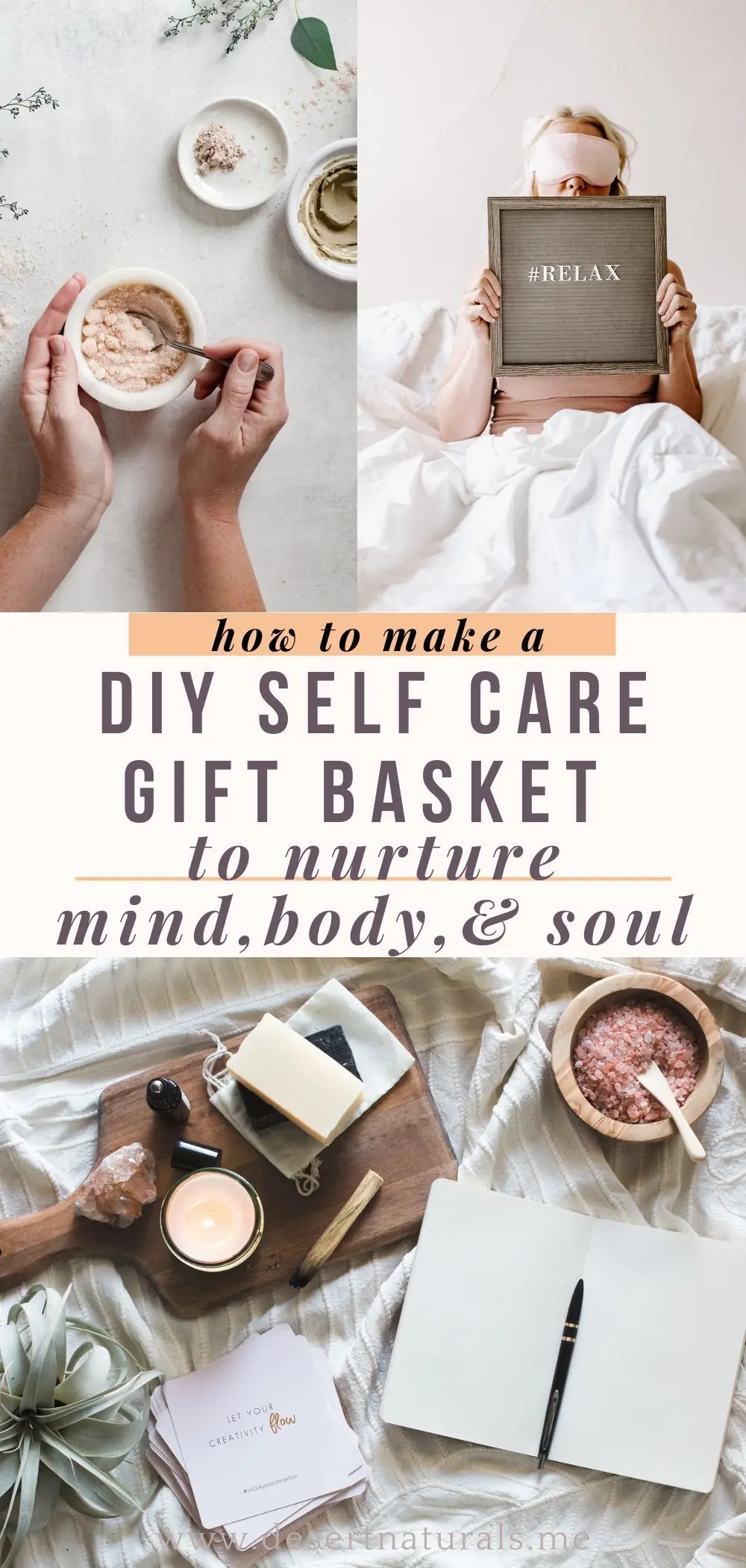 how to make a diy self care gift basket pin