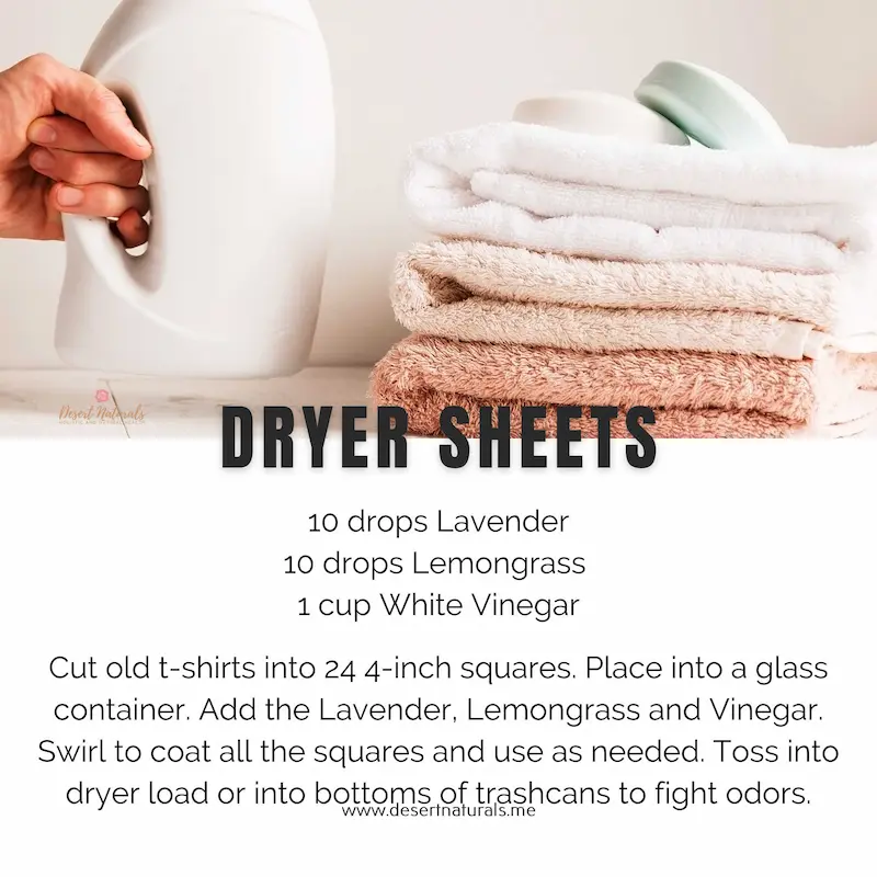 recipe for natural diy dryer sheets with lemongrass essential oil