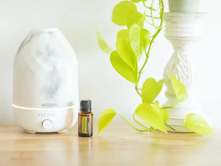 essential oil diffuser with bottle of doterra lemongrass