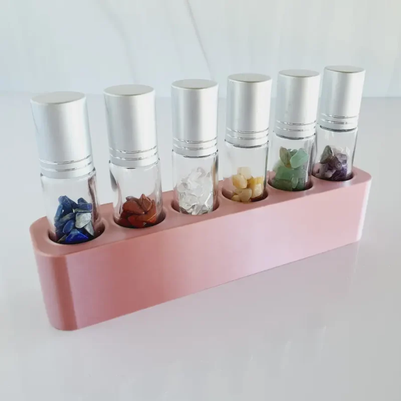 essential oil roller stand in rose gold