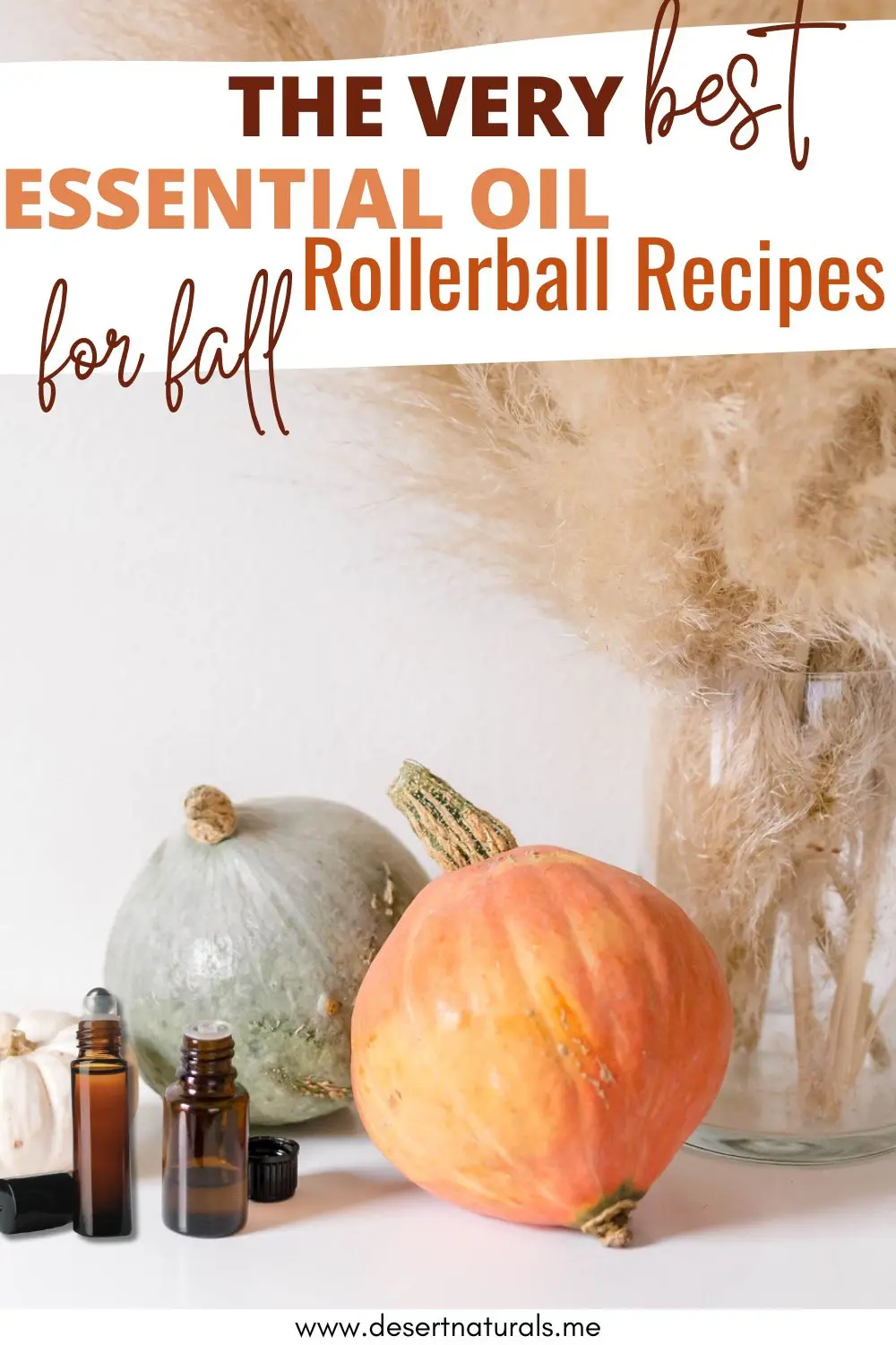 fall photo with essential oil bottle and roller ball with text