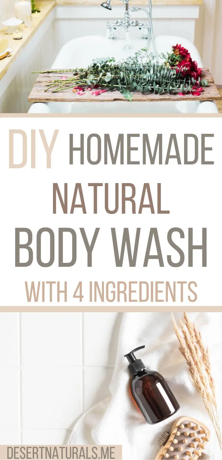 photo of diy homemade natural body wash with 4 ingredients with bathtub