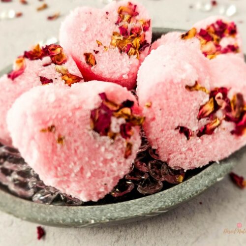 Heart Shaped Shower Steamers with rose petals for Romance