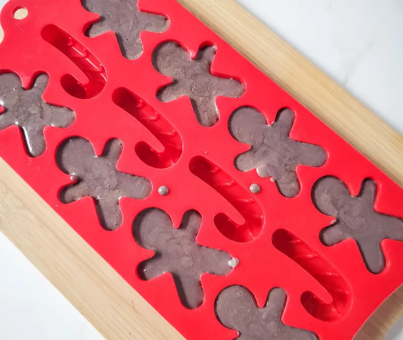 image of diy gingerbread man melt and pour soap curing in mold