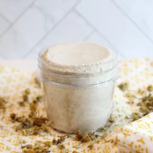 photo of homemade chamomile bath salts in a jar