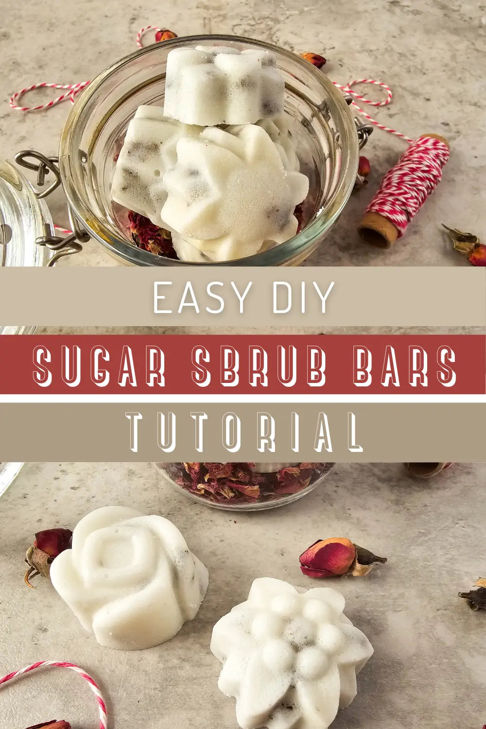 image of diy rose sugar scrub bars with text