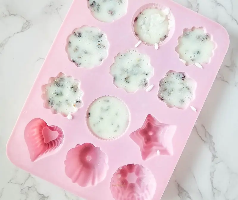 image of diy rose sugar scrub bars in silicone mold