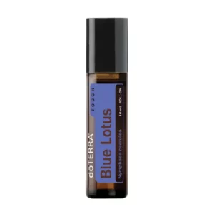 white background with image of doterra blue lotus 10ml roller