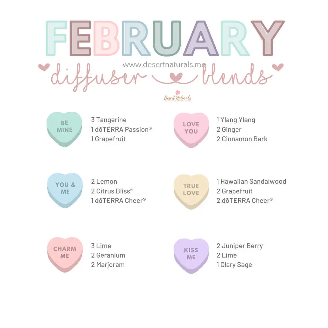 february diffuser blends with valentine's candy hearts