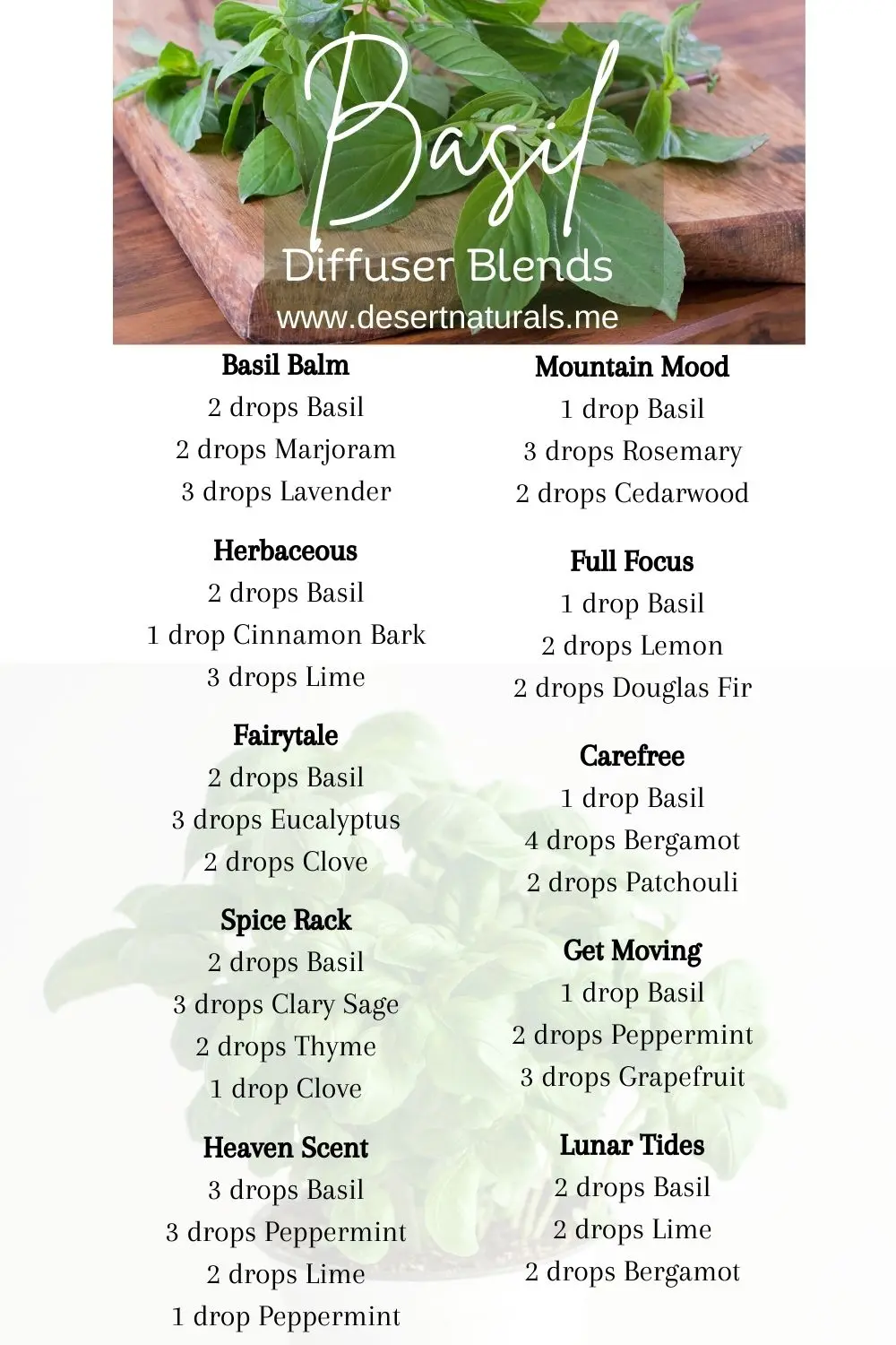 essential oil diffuse blends featuring basil