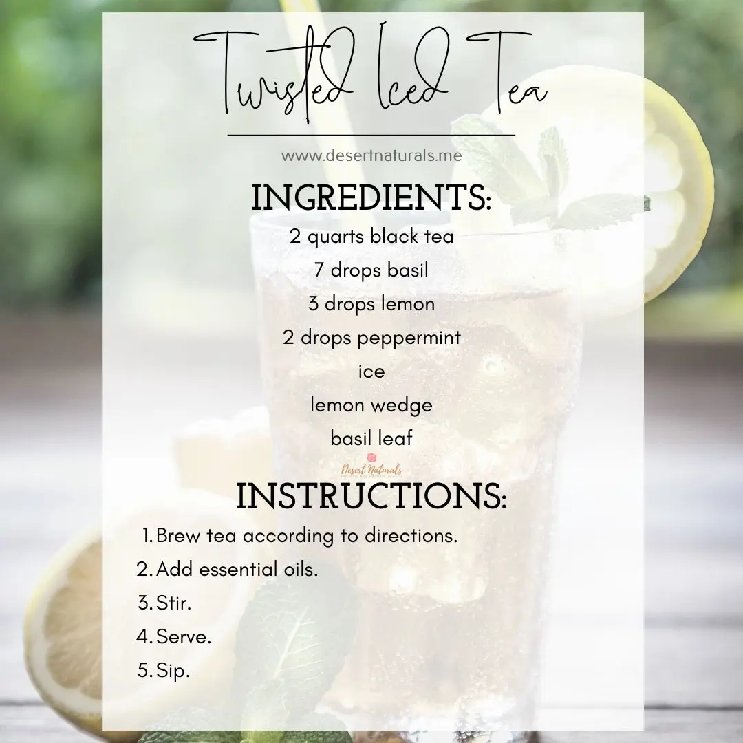recipe for Iced tea with basil essential oil