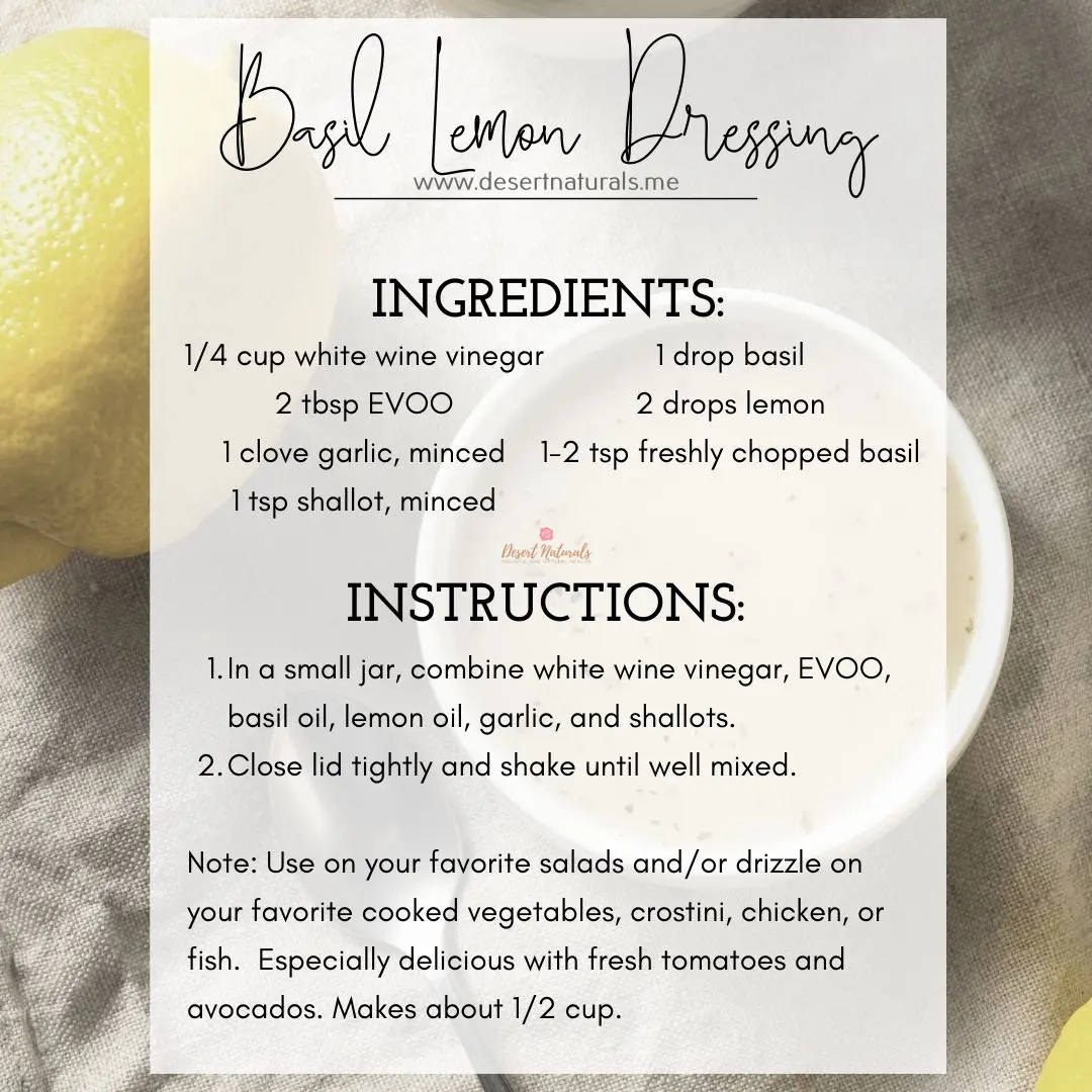 recipe for basil lemon dressing using basil essential oil